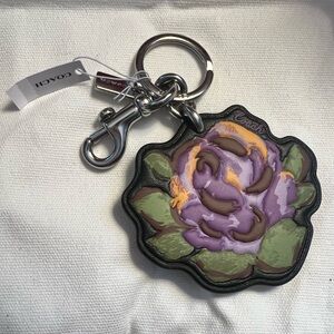 Coach Rose Bag Charm- Leather NWT